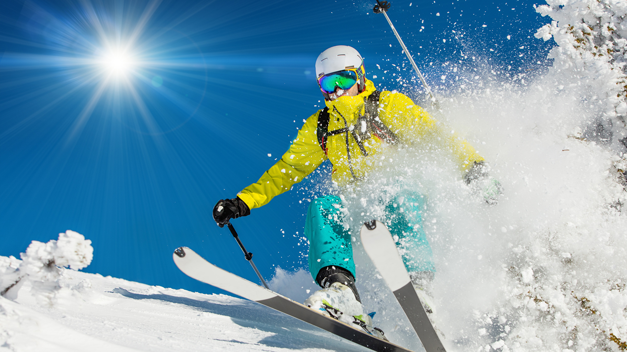 Skiing Winter Sun Snow Glasses 512894 2048x1152